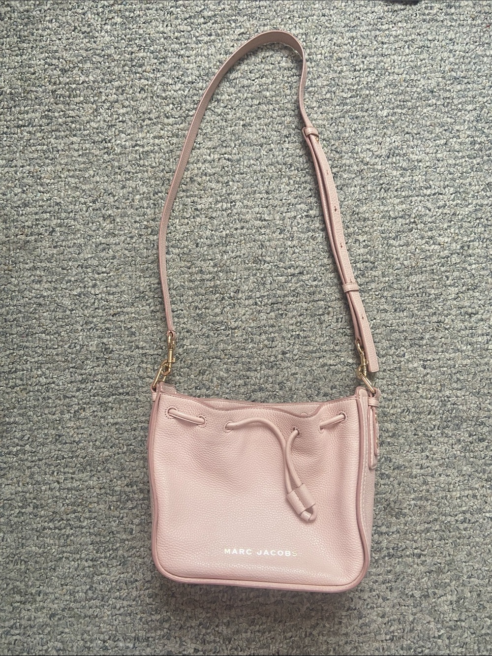 Marc Jacobs Blush Pink Leather Drawstring Crossbody Bag